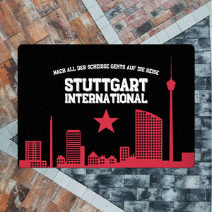 Stuttgart Europapokal Fußmatte in 35x50 cm ohne Rand mit Spruch Stuttgart International