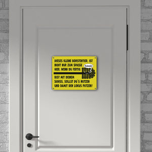 Toilette Metallschild in 15x20 cm mit Spruch Borstentier für saubere Toilette nutzen