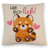 Roter Panda Kissen mit Spruch Hab dich lieb