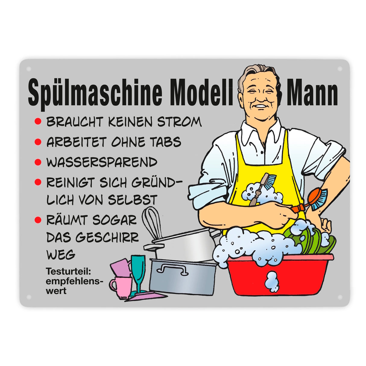 Hausmann Metallschild in 15x20 cm mit Spruch Spülmaschine Modell Mann