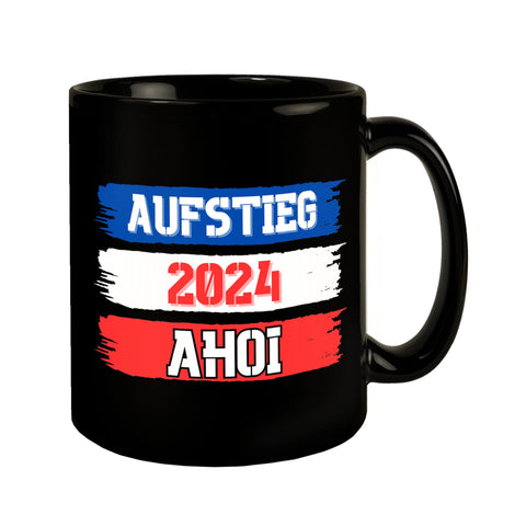 Kiel Aufstieg 2024 Tasse in Schwarz mit Spruch Ahoi
