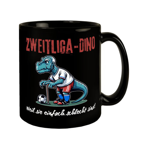 Hamburg Zweitliga-Dino Tasse in Schwarz mit Spruch Weil sie einfach schlecht sind