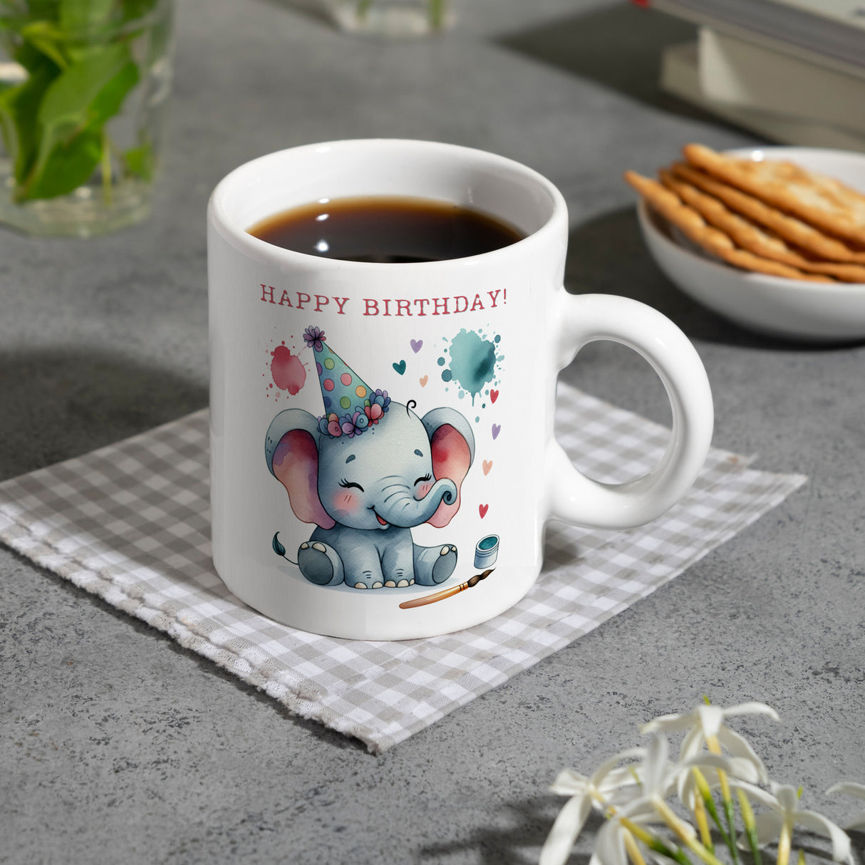 Happy Birthday Elefant Kaffeebecher