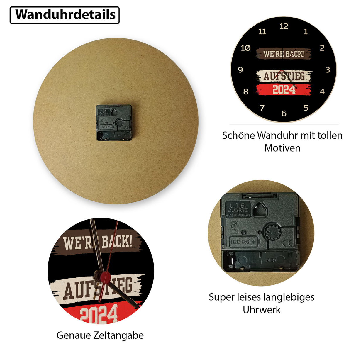 St. Pauli Aufstieg 2024 Wanduhr mit Spruch We're back