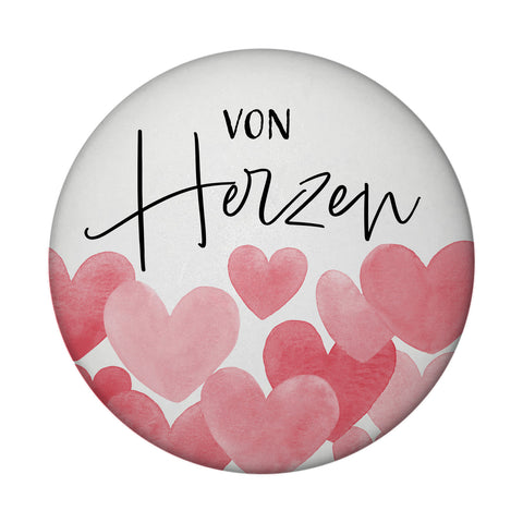 Herzen Magnet rund mit Spruch Von Herzen