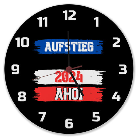 Kiel Aufstieg 2024 Wanduhr mit Spruch Ahoi