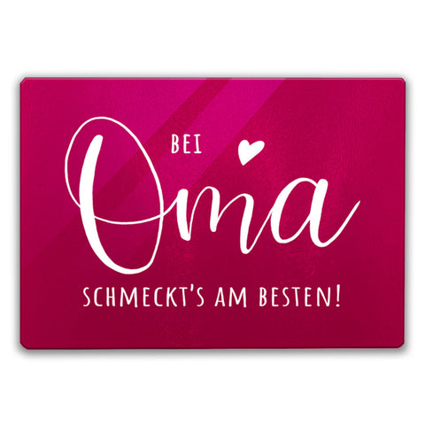 Oma kocht am besten Schneidebrett aus Glas Glas mit Spruch Bei Oma schmeckt‘s am besten