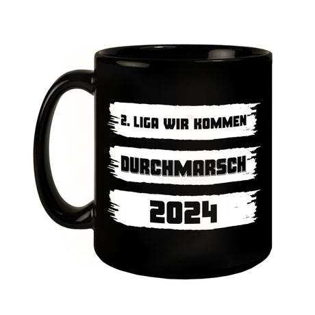 Ulm Aufstieg Tasse in Schwarz mit Spruch 2. Liga wir kommen - Durchmarsch 2024