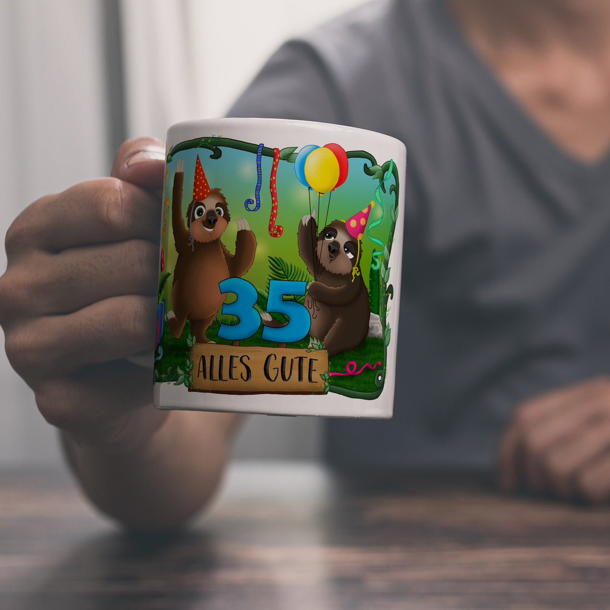 Faultier Kaffeebecher zum 35.Geburtstag