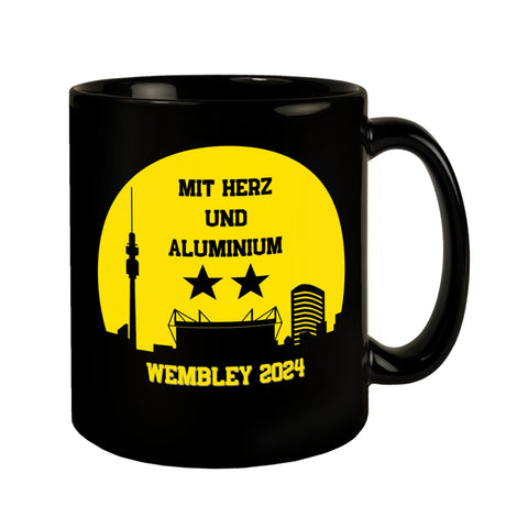 Dortmund Finale Wembley 2024 Tasse in Schwarz mit Spruch Mit Herz und Aluminium