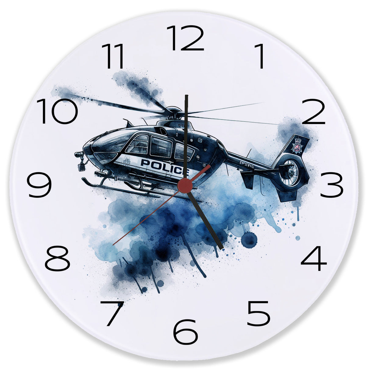 Police Hubschrauber Wanduhr