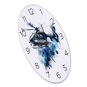 Police Hubschrauber Wanduhr