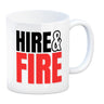 Chef und Boss Kaffeebecher mit Spruch Hire & fire