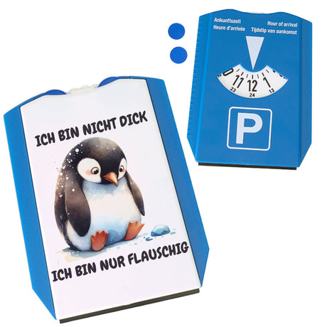 Flauschiger Pinguin Parkscheibe mit Spruch Nicht dick nur flauschig