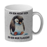 Flauschiger Pinguin Kaffeebecher mit Spruch Nicht dick nur flauschig