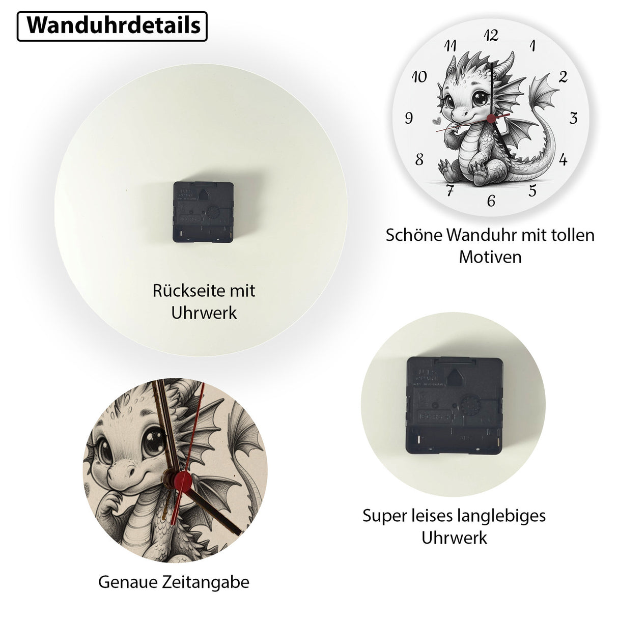 niedlicher Babydrache Wanduhr