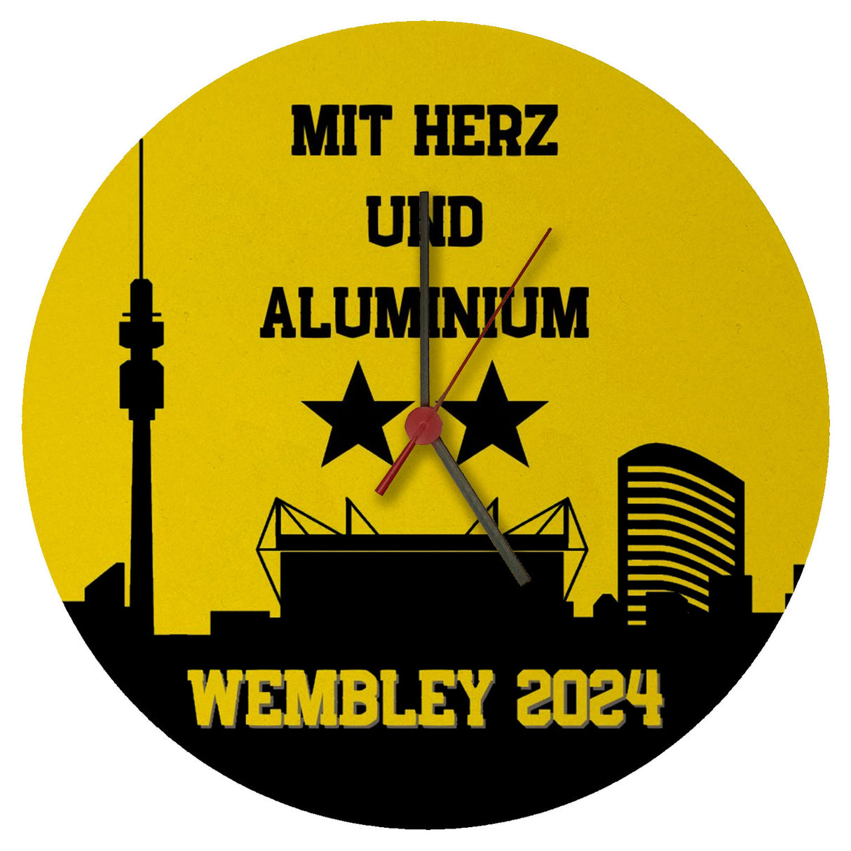 Dortmund Finale Wembley 2024 Wanduhr mit Spruch Mit Herz und Aluminium