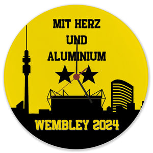 Dortmund Finale Wembley 2024 Wanduhr mit Spruch Mit Herz und Aluminium