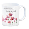 Aquarell Blumen Kaffeebecher mit Spruch Du machst die Welt schöner