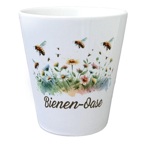 Bienenwiese Blumentopf mit Spruch Bienen-Oase
