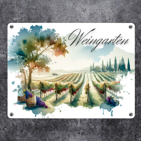 Weinberg Metallschild in 15x20 cm mit Spruch Weingarten