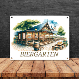 Biergarten Metallschild in 15x20 cm
