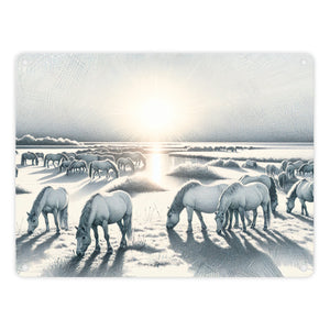 Landschaft mit Pferden Metallschild in 15x20 cm