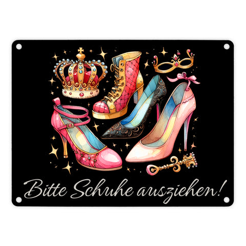 Schuhe ausziehen Metallschild in 15x20 cm mit Spruch Bitte Schuhe ausziehen