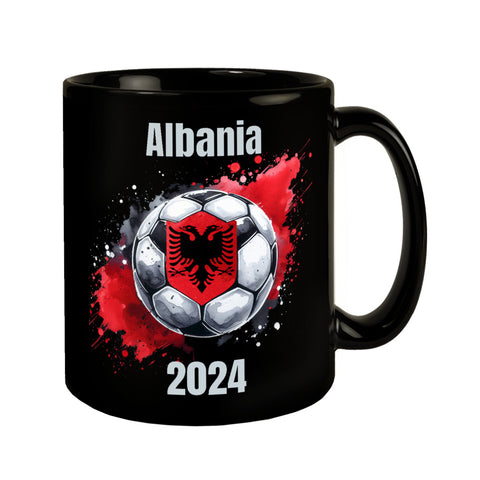 Fußball Albanien Flagge Tasse in Schwarz