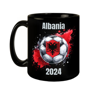 Fußball Albanien Flagge Tasse in Schwarz
