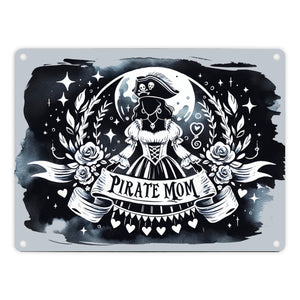 Piratenbraut Metallschild in 15x20 cm mit Spruch Pirate Mom