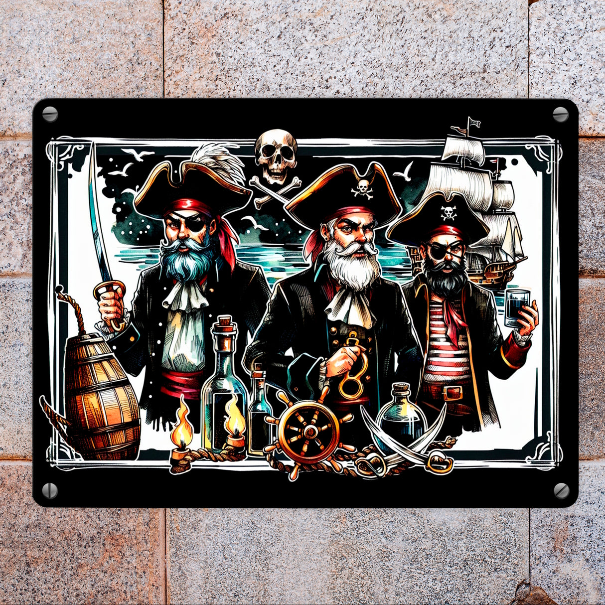 Triumphierende Piraten Metallschild in 15x20 cm