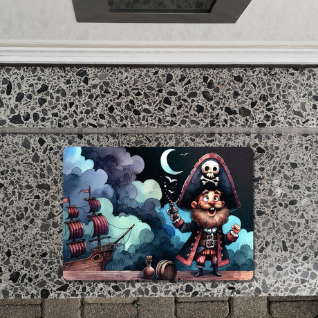lustiger Pirat Fußmatte in 35x50 cm ohne Rand