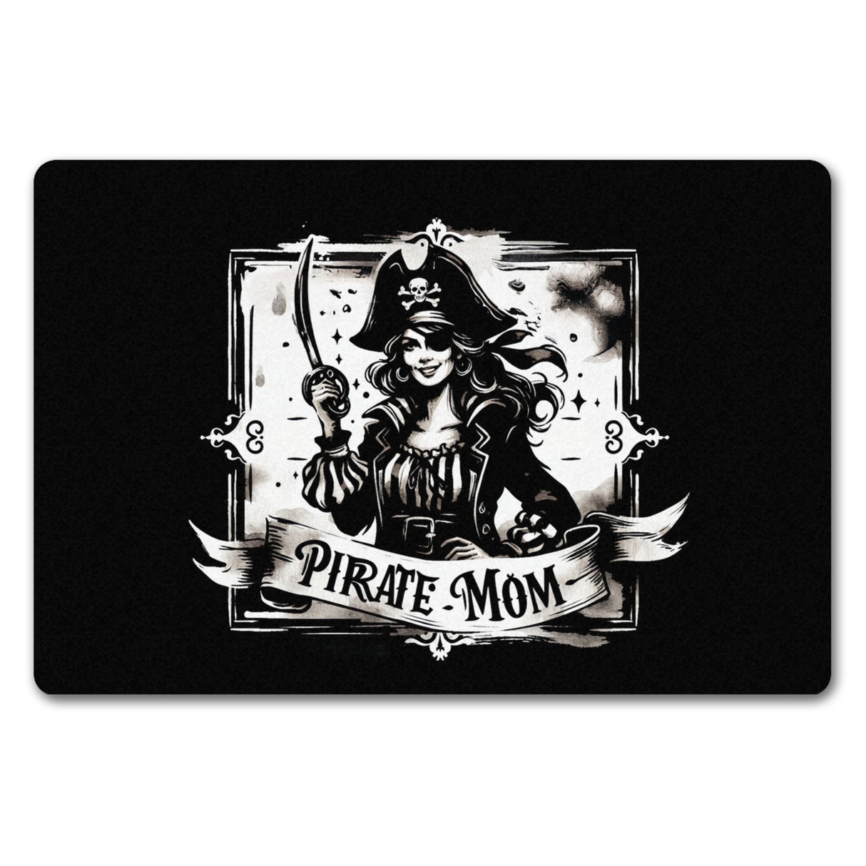 Piratenbraut mit Säbel Fußmatte in 35x50 cm ohne Rand mit Spruch Pirate Mom