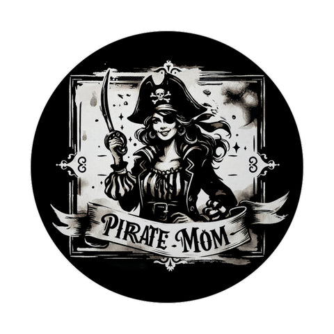 Piratenbraut mit Säbel Magnet rund mit Spruch Pirate Mom
