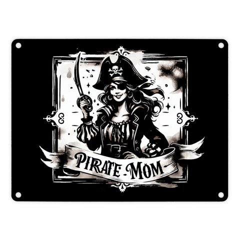 Piratenbraut mit Säbel Metallschild in 15x20 cm mit Spruch Pirate Mom
