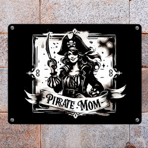 Piratenbraut mit Säbel Metallschild in 15x20 cm mit Spruch Pirate Mom