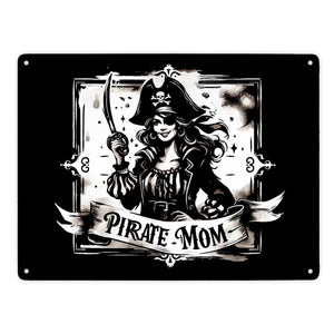 Piratenbraut mit Säbel Metallschild in 15x20 cm mit Spruch Pirate Mom