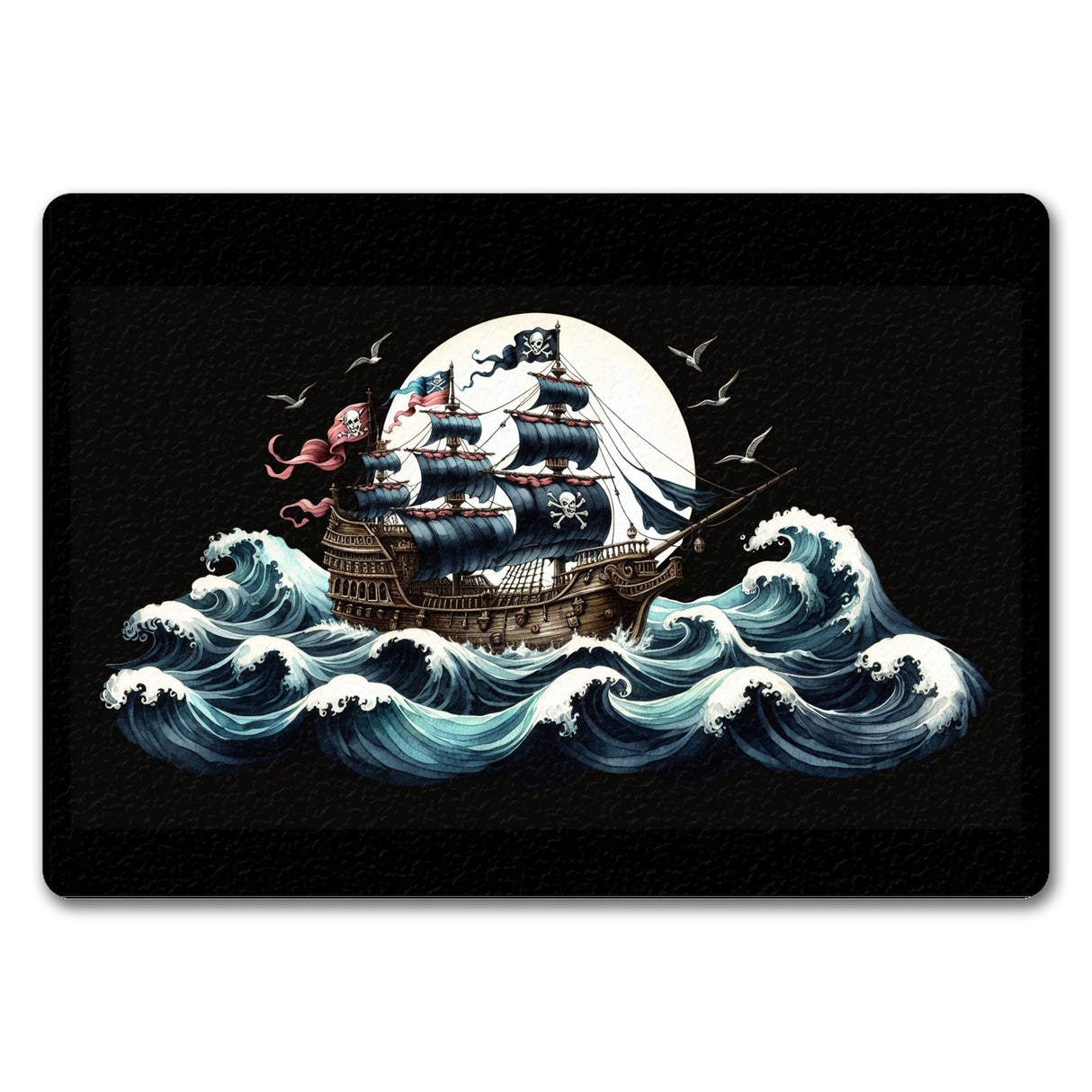 Piratenschiff auf hoher See Fußmatte in 35x50 cm ohne Rand