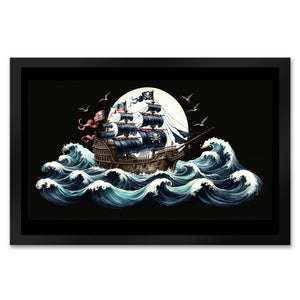 Piratenschiff auf hoher See Fußmatte in 35x50 cm