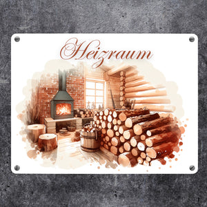 Heizraum Metallschild in 15x20 cm mit Spruch Heizraum