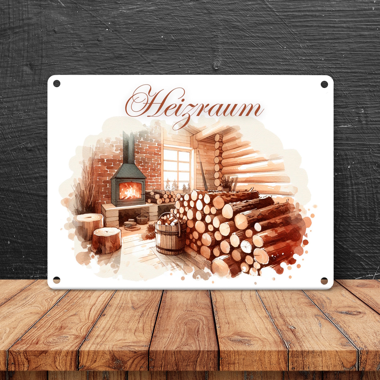 Heizraum Metallschild in 15x20 cm mit Spruch Heizraum