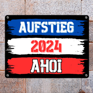 Kiel Aufstieg 2024 Metallschild in 15x20 cm mit Spruch Ahoi