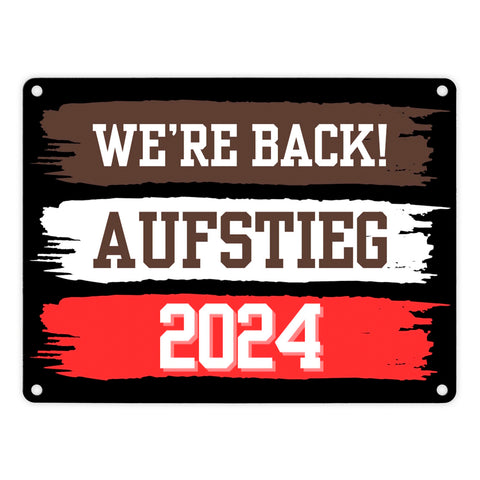St. Pauli Aufstieg 2024 Metallschild in 15x20 cm mit Spruch We're back