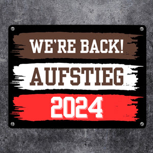 St. Pauli Aufstieg 2024 Metallschild in 15x20 cm mit Spruch We're back