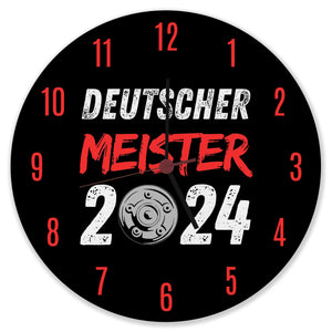 Leverkusen Meisterschale Wanduhr mit Spruch Deutscher Meister 2024