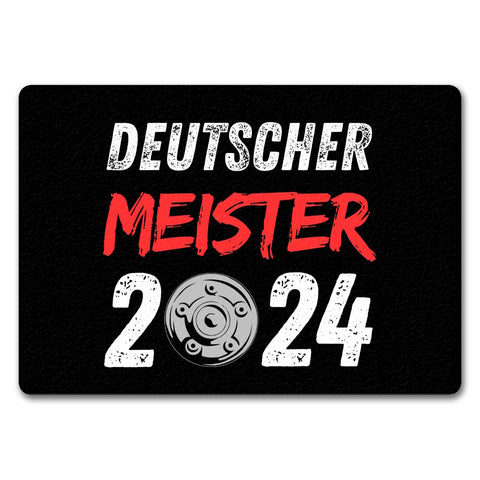 Leverkusen Meisterschale Fußmatte in 35x50 cm ohne Rand mit Spruch Deutscher Meister 2024