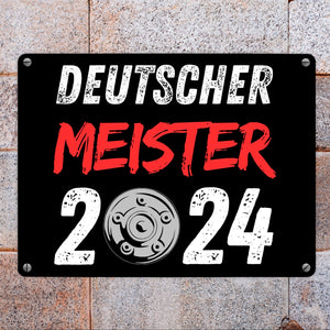 Leverkusen Meisterschale Metallschild in 15x20 cm mit Spruch Deutscher Meister 2024