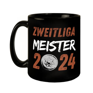 St. Pauli Meisterschale Tasse in Schwarz mit Spruch Zweitliga Meister 2024