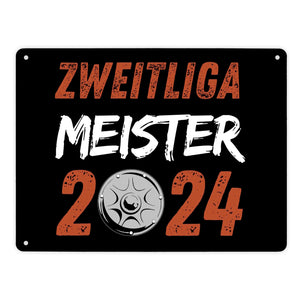 St. Pauli Meisterschale Metallschild in 15x20 cm mit Spruch Zweitliga Meister 2024